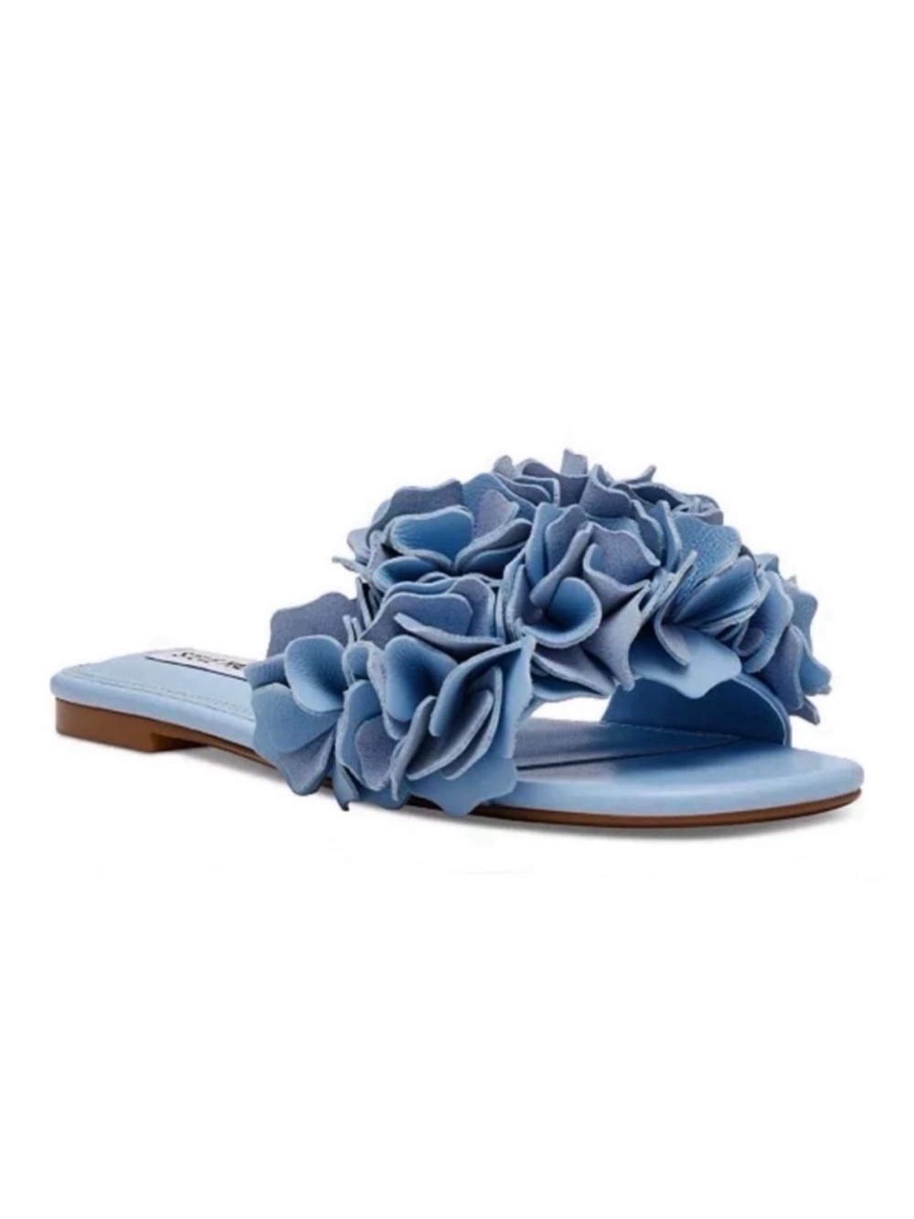 Steve Madden Flo Ruffle Slide Sandals with Floral Embellishment